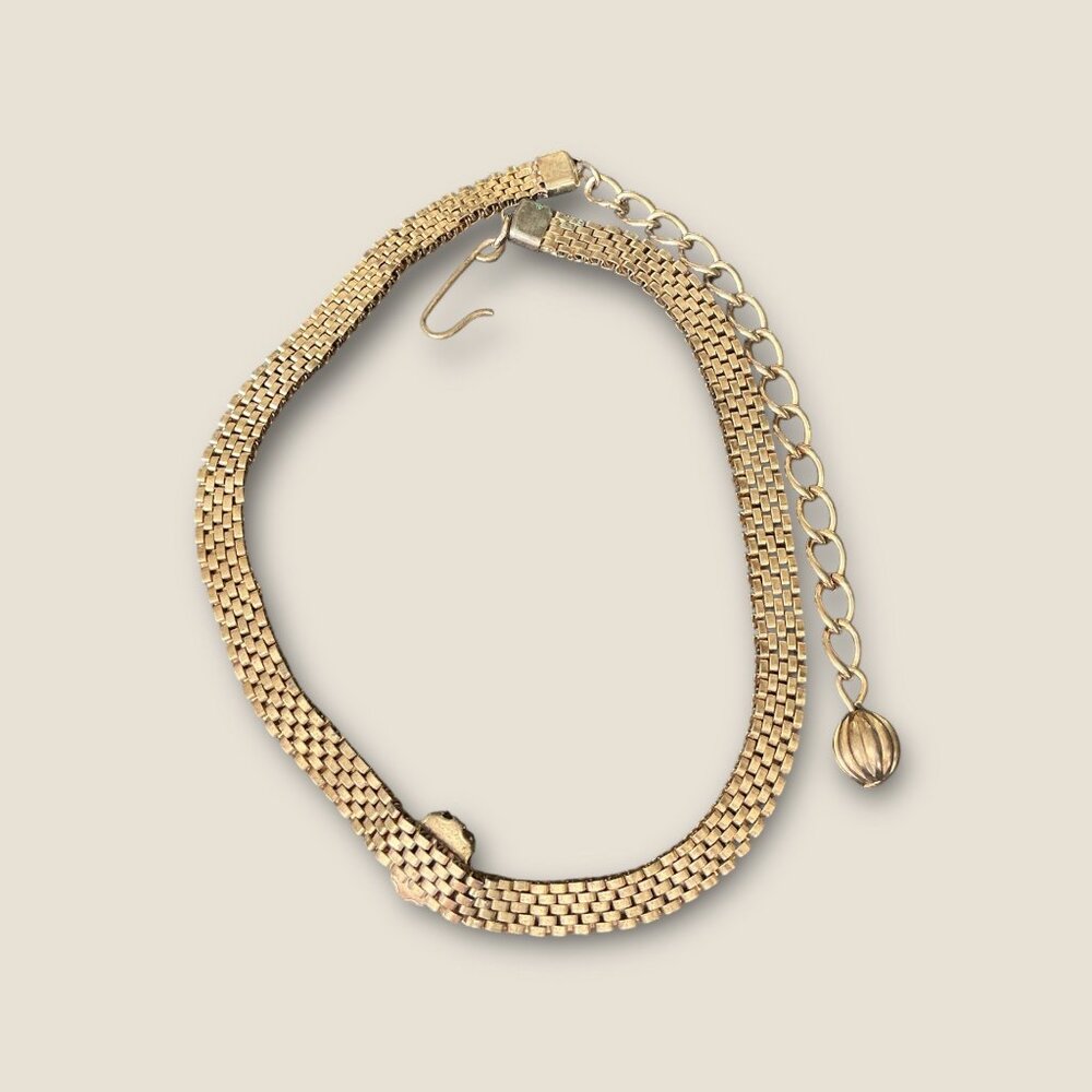Vintage Dainty Cameo Retro Mesh Necklace Adjustable 11-14 Inches Gold-Tone - Picture 3 of 5